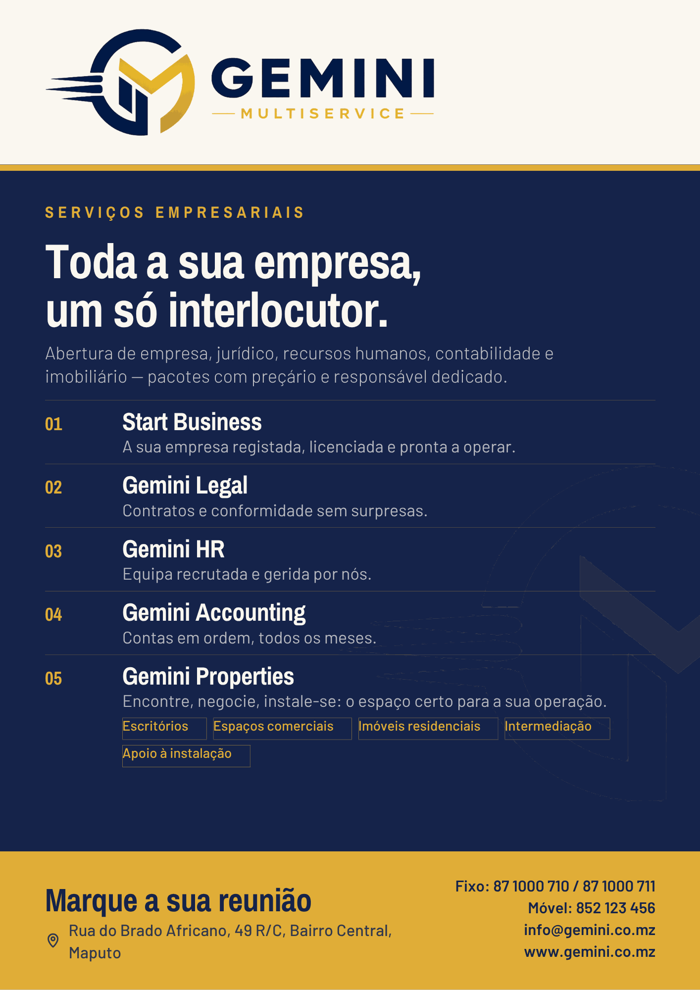 Cartaz do pacote Serviços Empresariais — Gemini Multiservice